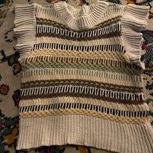 Elan Multicolor Ruffle Sleeve Turtleneck Sweater
